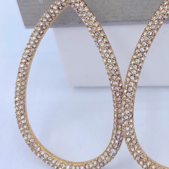 Vintage NADRI Pave CrystalEarrings Oval Lever Back Earrings 2 1/2” long NWT - Picture 4 of 7